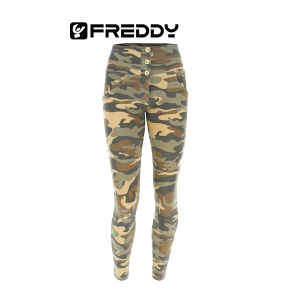Freddy Denim - FREDDY WR.UP® Push-up 7/8 camo cotton trousers with high waist- Small